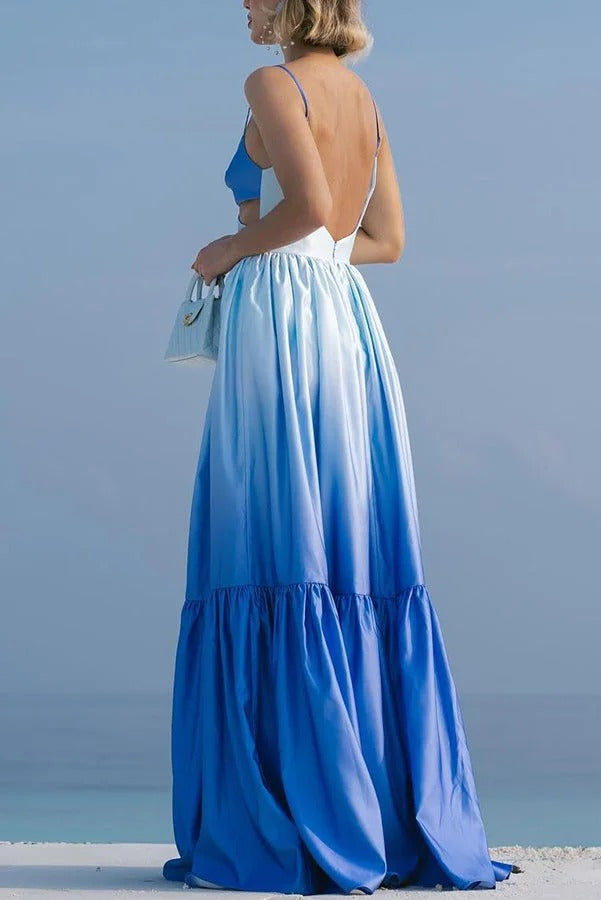 Ocean Breeze Maxikleid mit Farbverlauf und Cut-Out-Taille