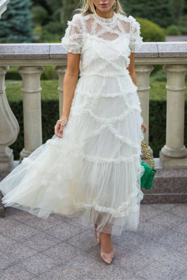 Robe de fée en dentelle à motif champignon