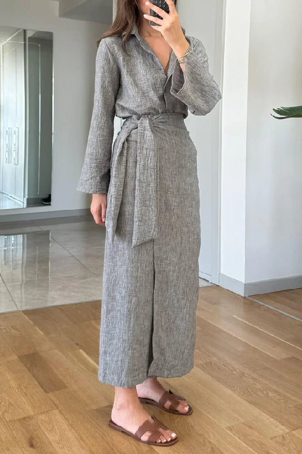 Lässiges Revershemd und zweiteiliges Überrock-Set mit Schnürung