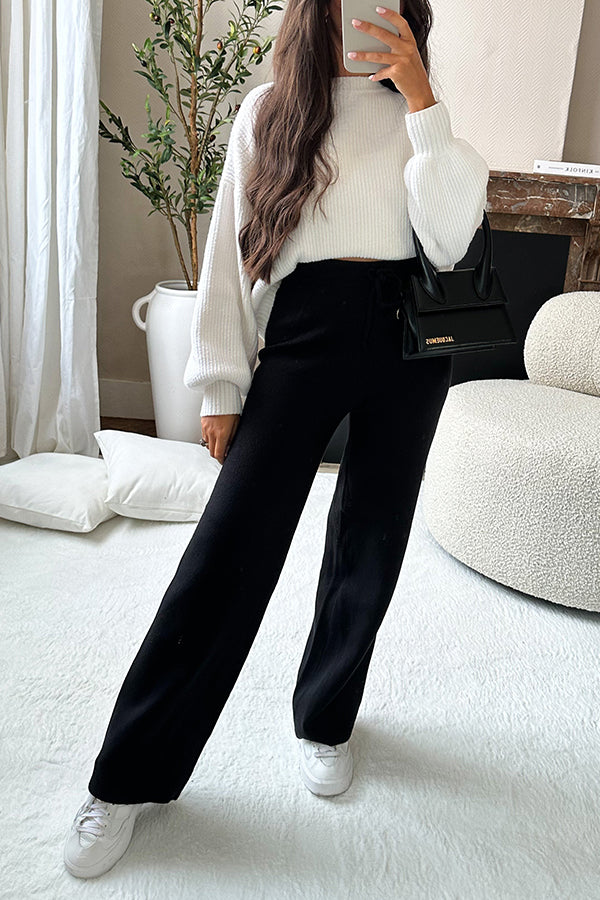 Marena Strickhose mit weitem Bein und Kordelzug in der elastischen Taille