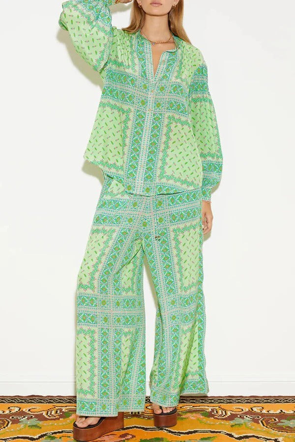 Splendor By The Sea – Hose mit weitem Bein und elastischer Taille und Taschen – Einzigartiger Aufdruck