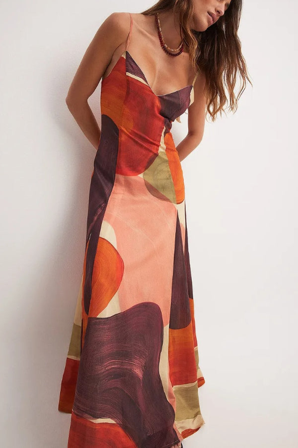 Bedrucktes Maxi-Slip-Kleid