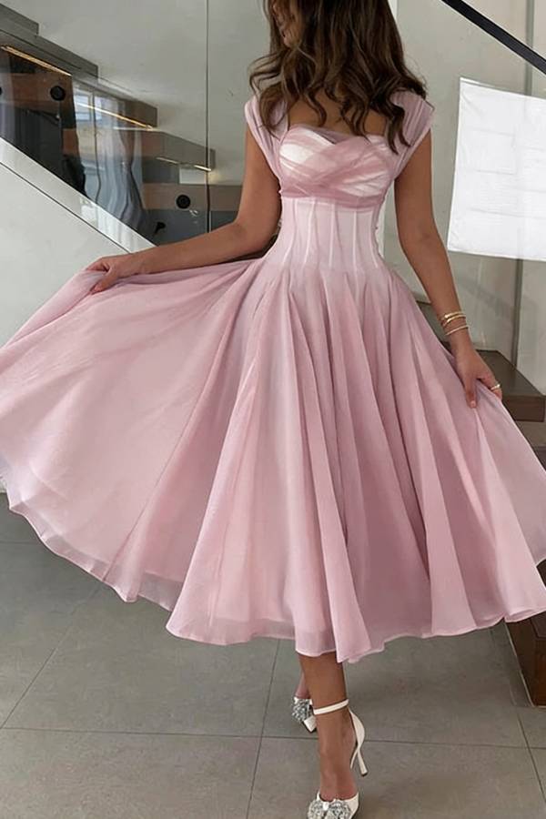 Elegant Sleeveless Waist-cinching Tulle Full-hem Maxi Dress