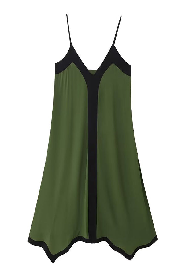 Zweifarbiges Block-Slip-Kleid