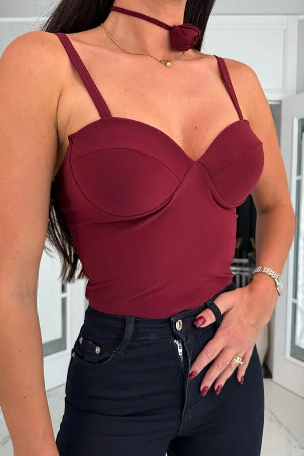 Body Feeling in Love Abnehmbare Träger Herzausschnitt Stretch Bodysuit / Strampler