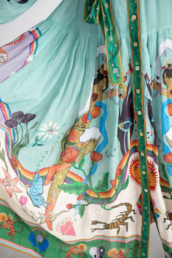 Staying In Capri – Midikleid mit einzigartigem Print und Ballonärmeln und Gürtel