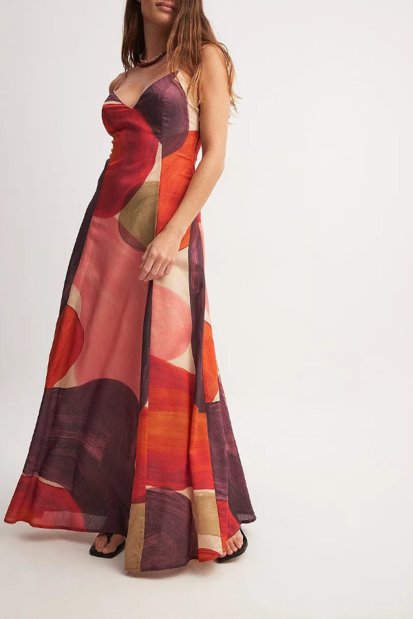 Bedrucktes Maxi-Slip-Kleid