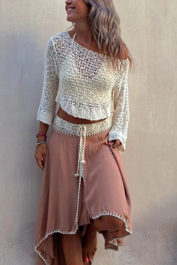 Kurzes Strick-Überwurftop „Sunny Meadow“