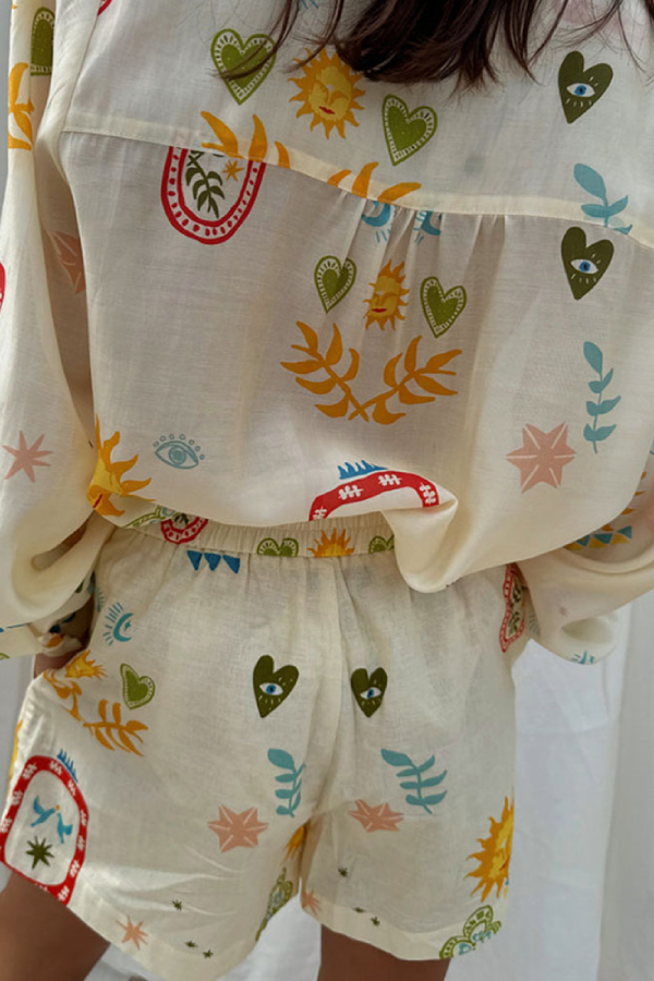 Lässiges All-Match-Set aus Hemd, Strickjacke und Shorts, zweiteilig