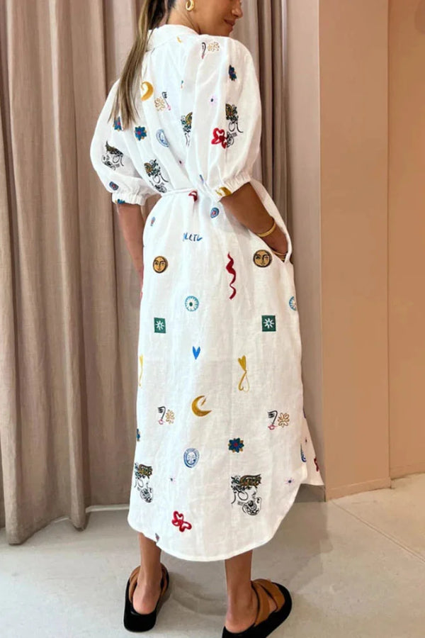 Personalisiertes Hemd mit Graffiti-Laternenärmeln und Cardigan-Print