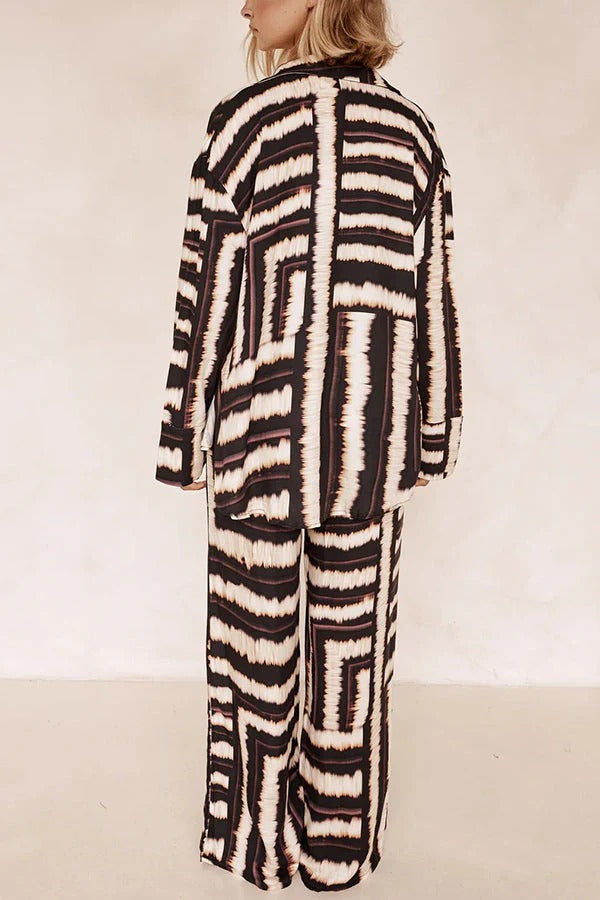 Planen Sie Reisen Satin Tie Dye Einzigartiger Druck Elastische Taille Taschen Weite Beinhose