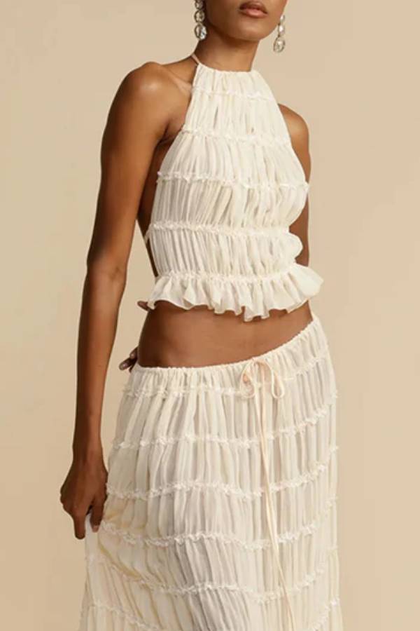 Passion and Romance – Neckholder-Tanktop mit plissiertem Rücken und elastischen Trägern, verstellbar