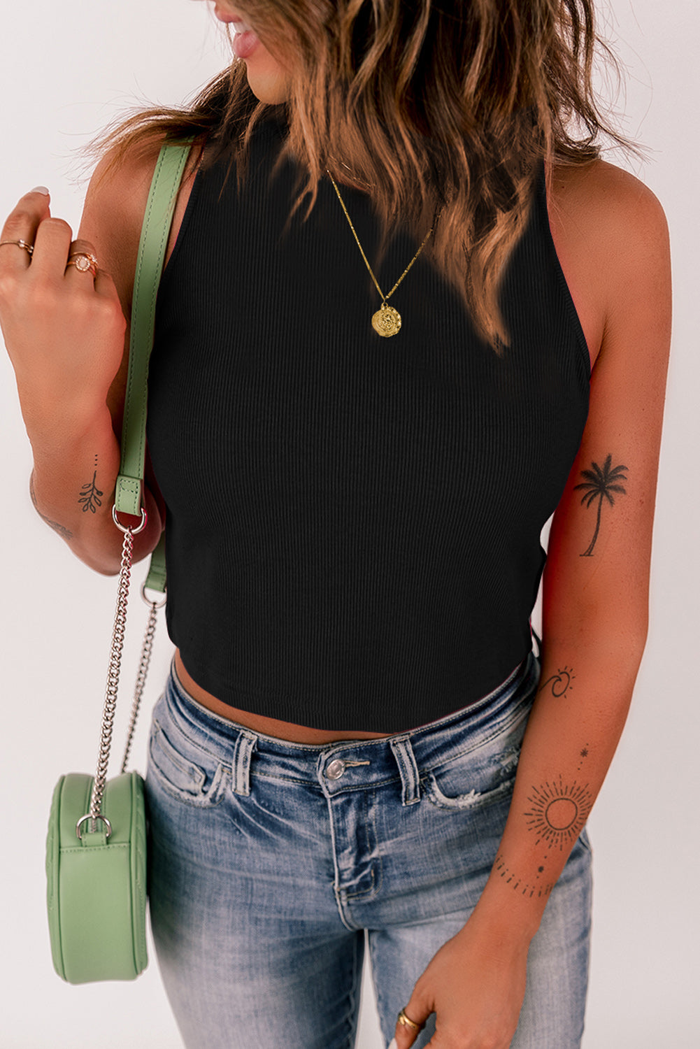 Geripptes Basic-Kurz-Tanktop