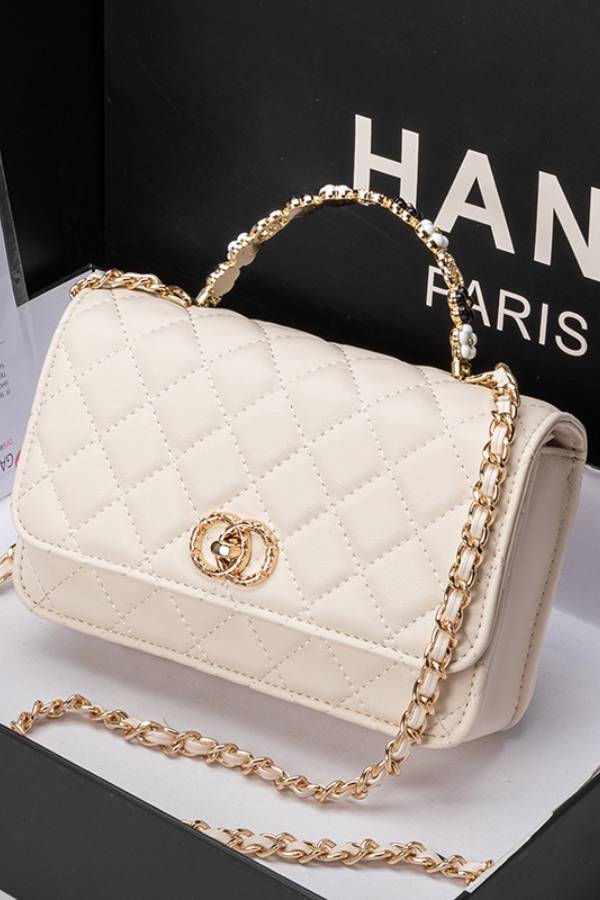 Classic cowhide quilted chain lock bag