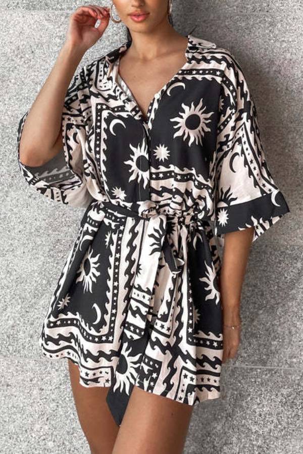 Combinaison sexy à imprimé géométrique