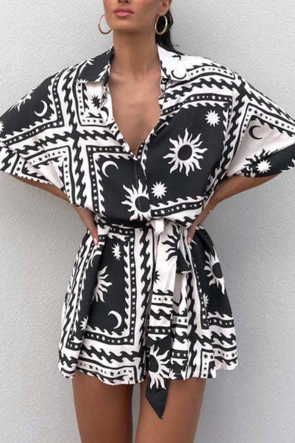 Combinaison sexy à imprimé géométrique