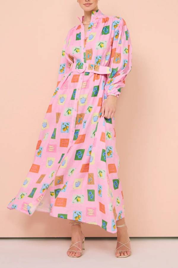 Strickjacke mit Laternenärmeln, lässiges Kleid mit modischem Print