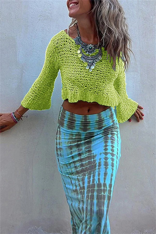 Kurzes Strick-Überwurftop „Sunny Meadow“