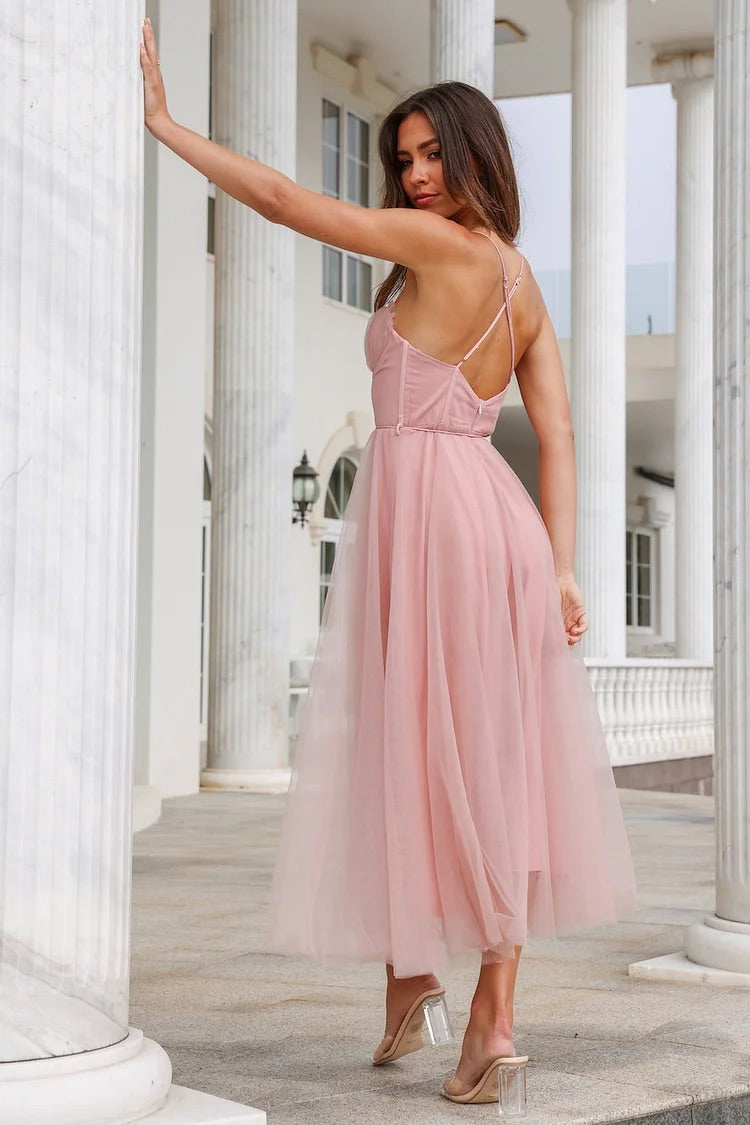 Cherley Tüll Korsett rückenfreie Ball Midi Kleider