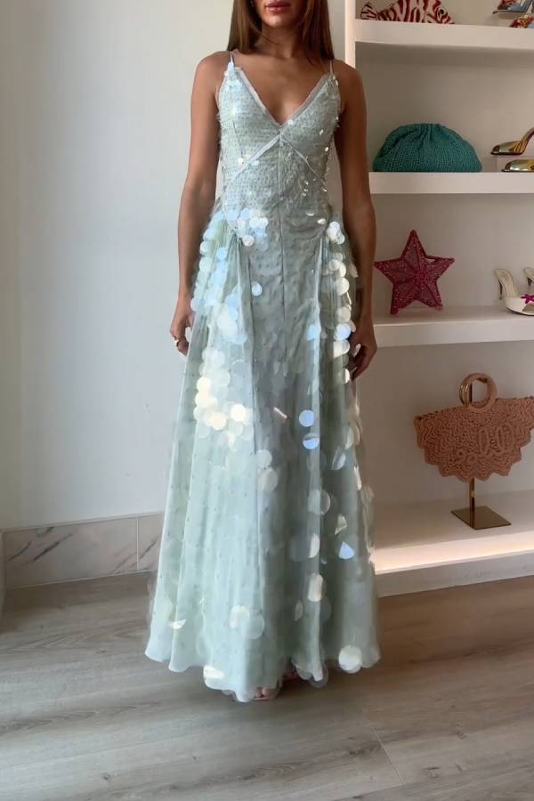 ARRANGE embellished sequin cami midi dress