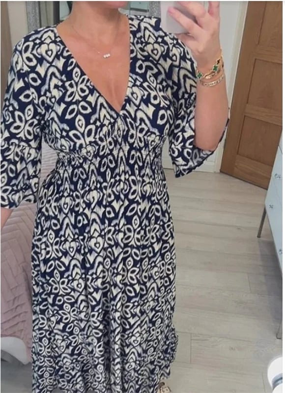 🔥LETZTER TAG 70 % RABATT🔥Kleid mit V-Ausschnitt und Blumenmuster