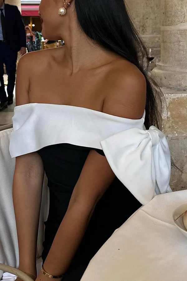 Elegantes One-Shoulder-Bandage-Midikleid mit Schleife im Abendlook