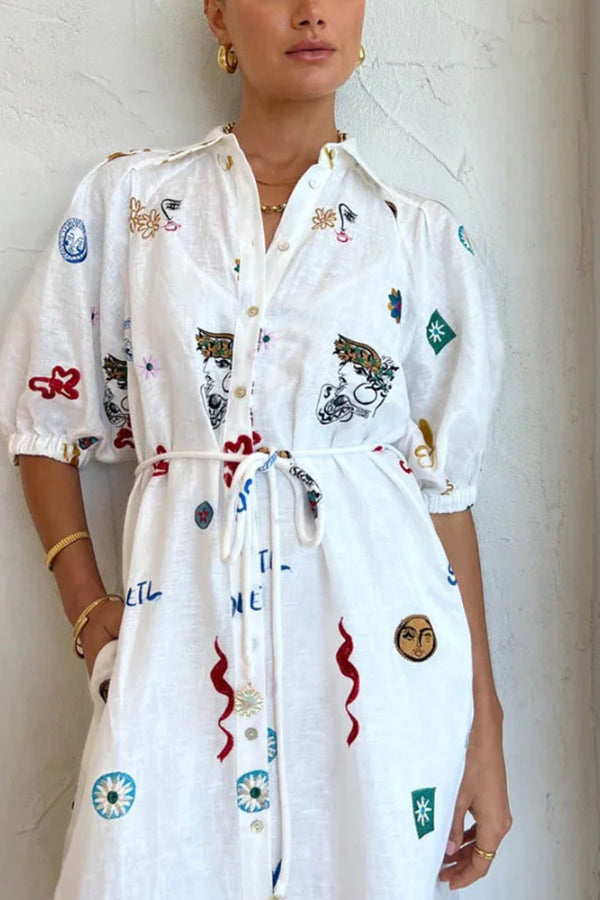 Personalisiertes Hemd mit Graffiti-Laternenärmeln und Cardigan-Print