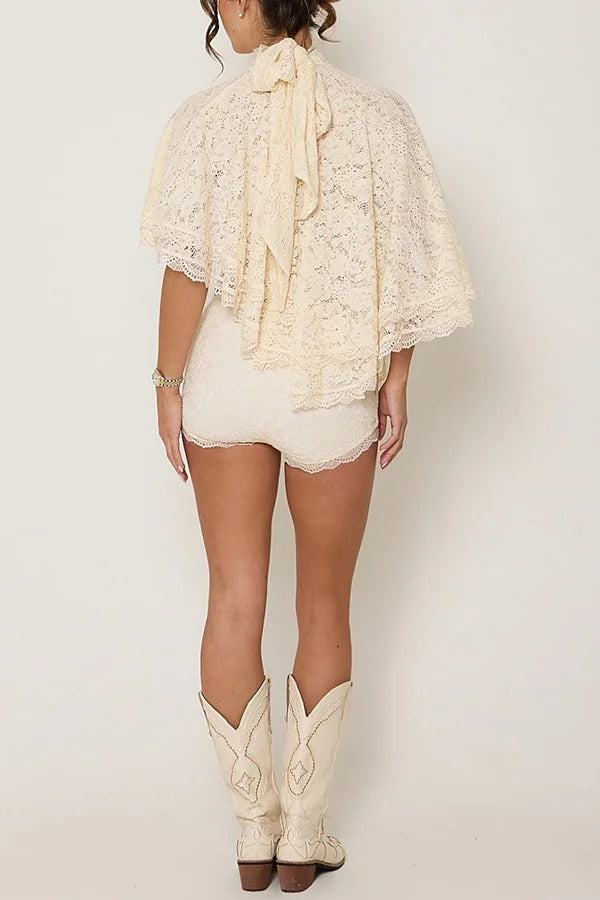 Carmen Lace Mid Rise Side Zipper Mini Shorts