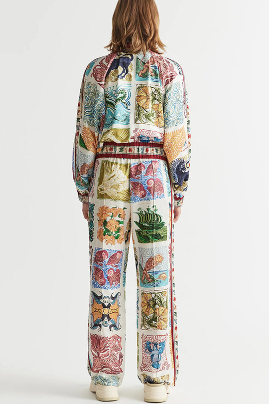 Wond A Land – Bomberjacke mit einzigartigem Druck, Reißverschlusstaschen und Ballonärmeln