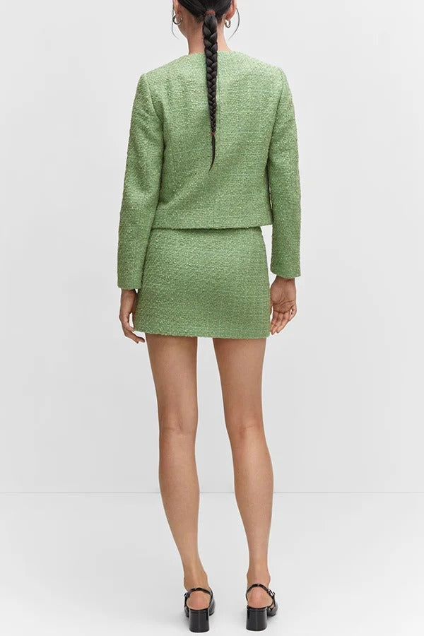 Stilvoller Tweed-Minirock mit Spinning-Reißverschluss