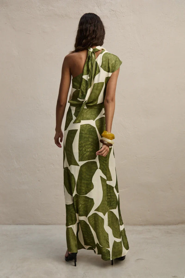 All Eyes on You – Set aus Neckholder-Top zum Binden und hoch sitzendem Maxirock mit Schlitz und einzigartigem Aufdruck