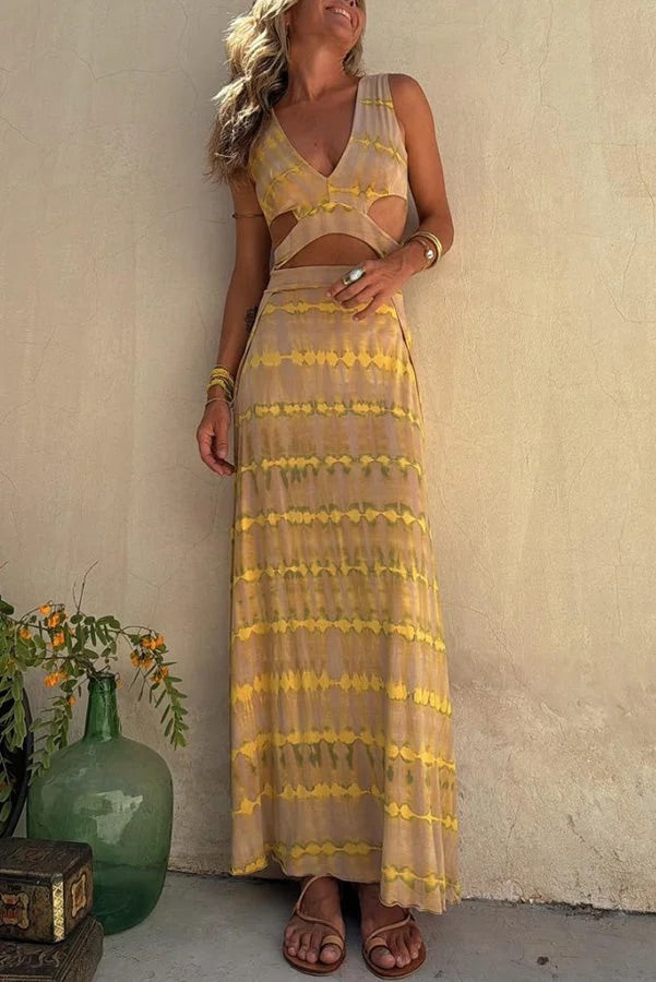 Robe extensible fendue à imprimé tie-dye Eleanor