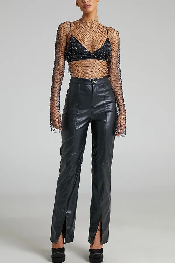 Beste Lagen-Artikel: Langärmliges Oberteil mit Diamant-Netzstoff