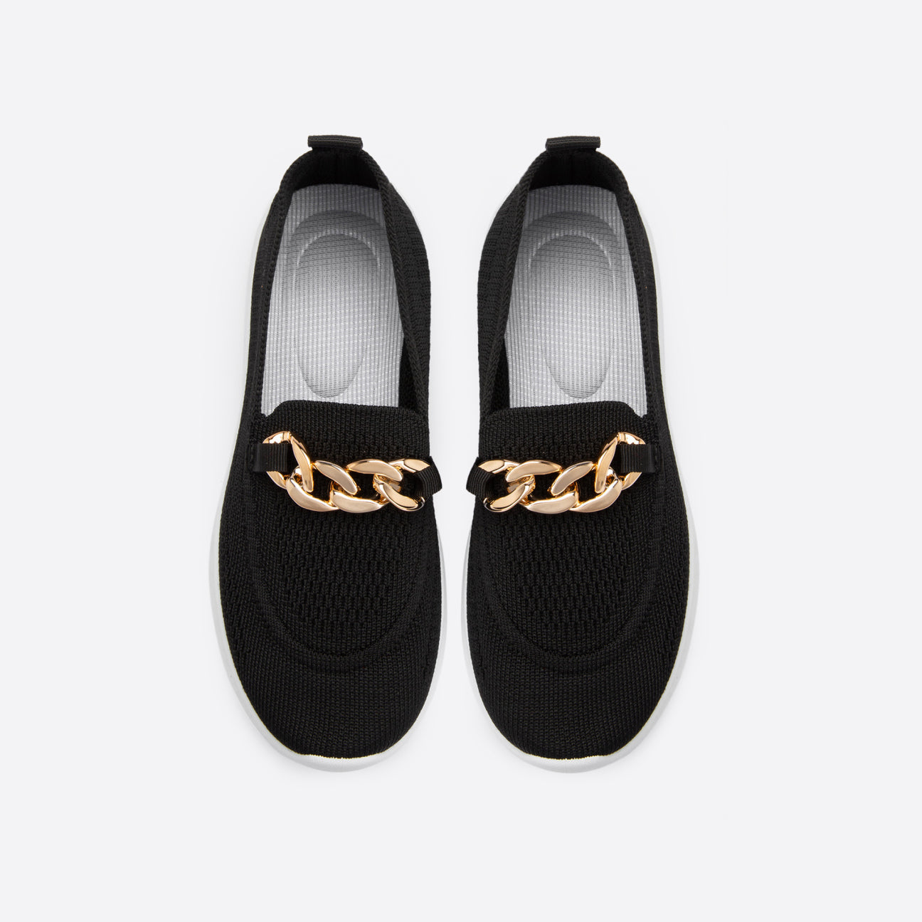 Bequeme flache Loafer aus Mesh mit Kettendekor