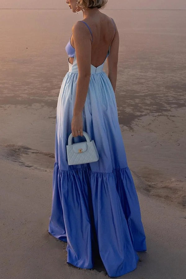 Ocean Breeze Maxikleid mit Farbverlauf und Cut-Out-Taille
