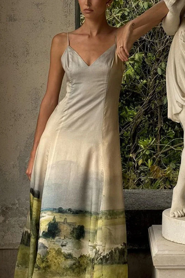 Elegantes bedrucktes Trägerkleid