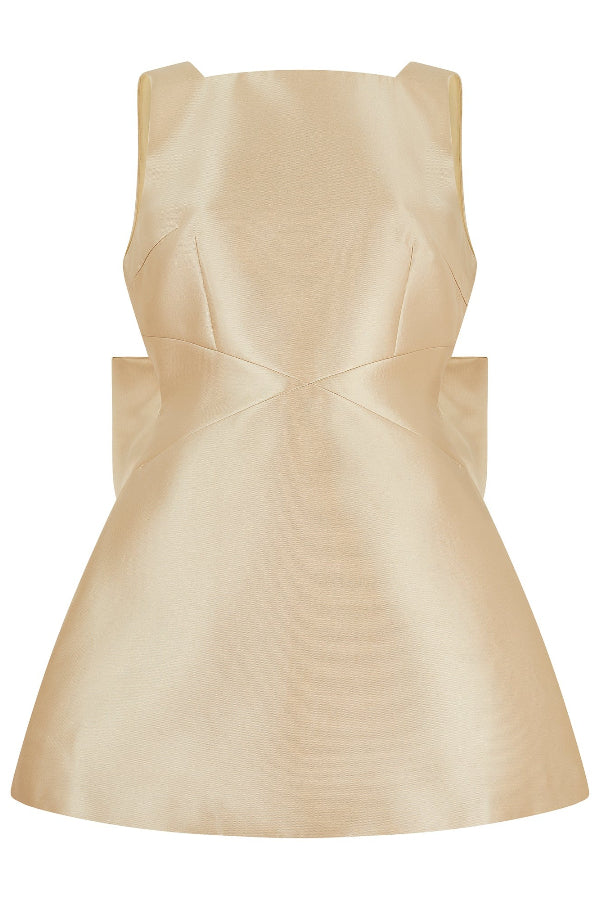 Robe courte en satin à col carré et nœud surdimensionné Ultimate Muse