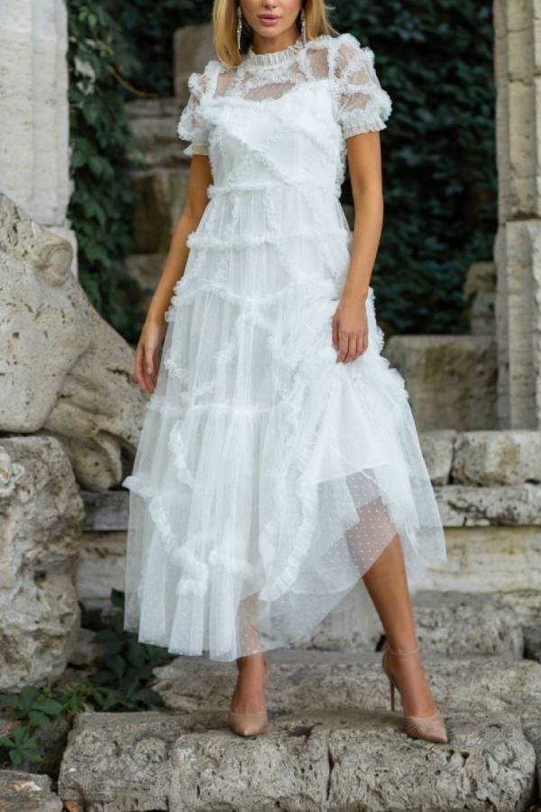 Robe de fée en dentelle à motif champignon