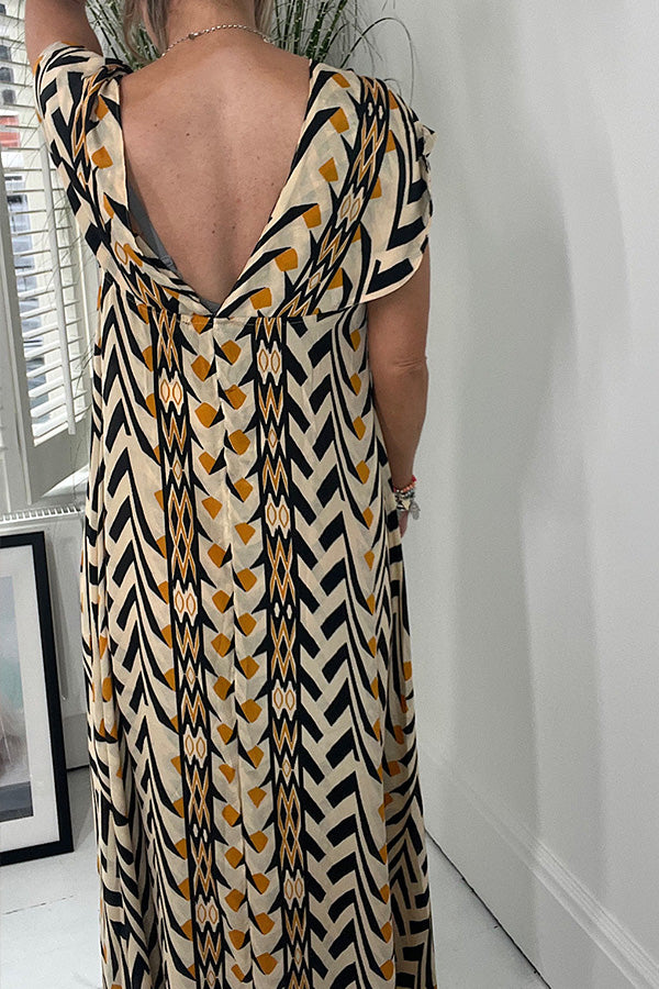 Out At Sea – A-Linien-Maxikleid mit Tribal-Print und Tasche