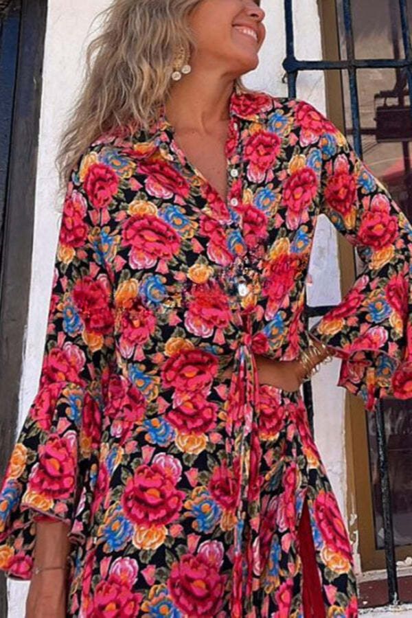 Alessia Mini-Wickelrock mit Blumenmuster, elastischer Taille und Quastenbesatz