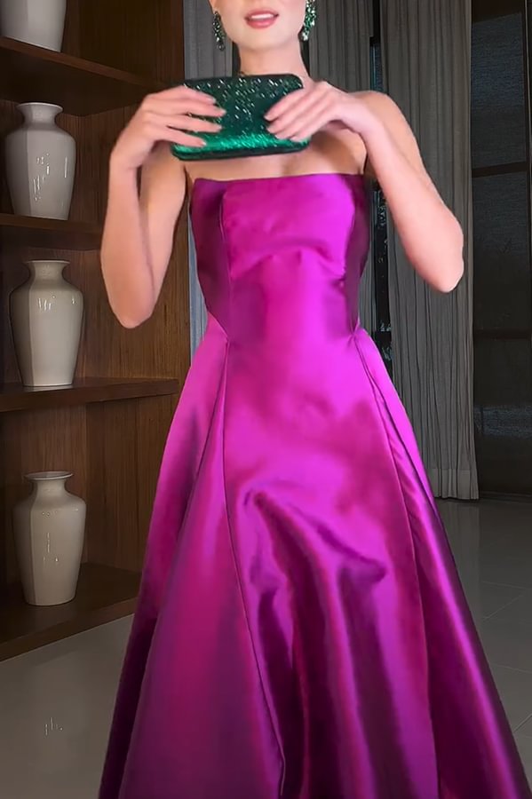 Robe longue en satin à épaules dénudées et à carreaux « Cendrillon's Dream »