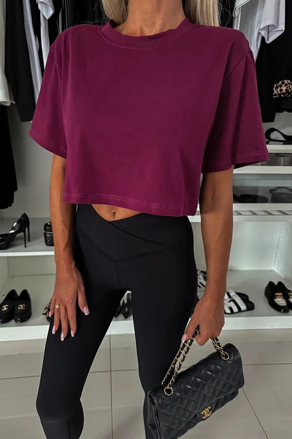 Tayshia – Kurzärmliges, kurzes Stretch-T-Shirt