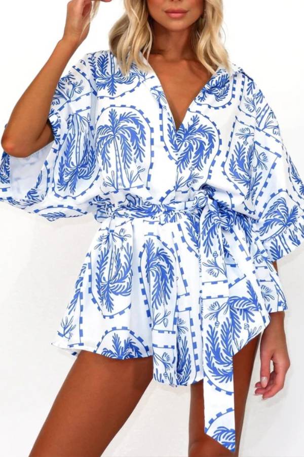 Combinaison sexy à imprimé géométrique