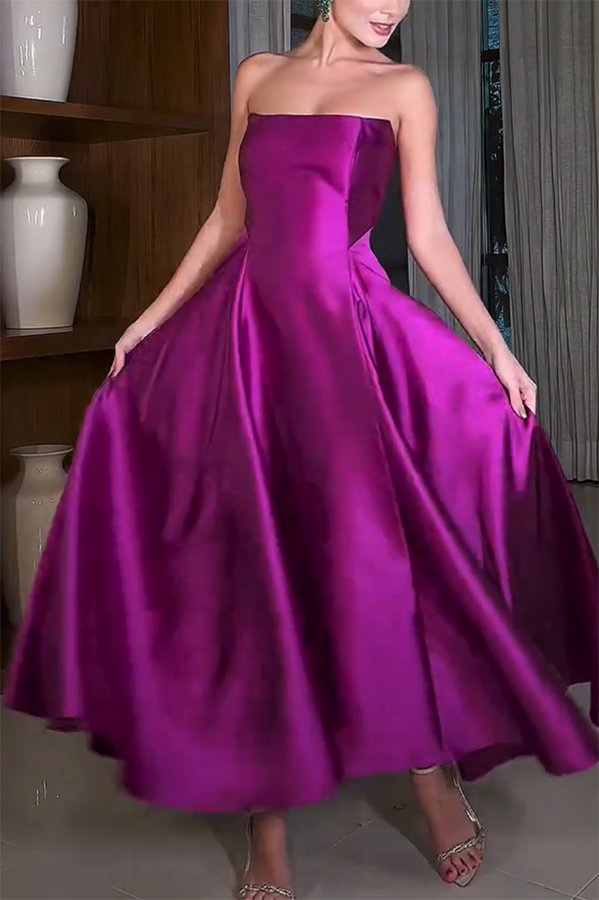 Robe longue en satin à épaules dénudées et à carreaux « Cendrillon's Dream »