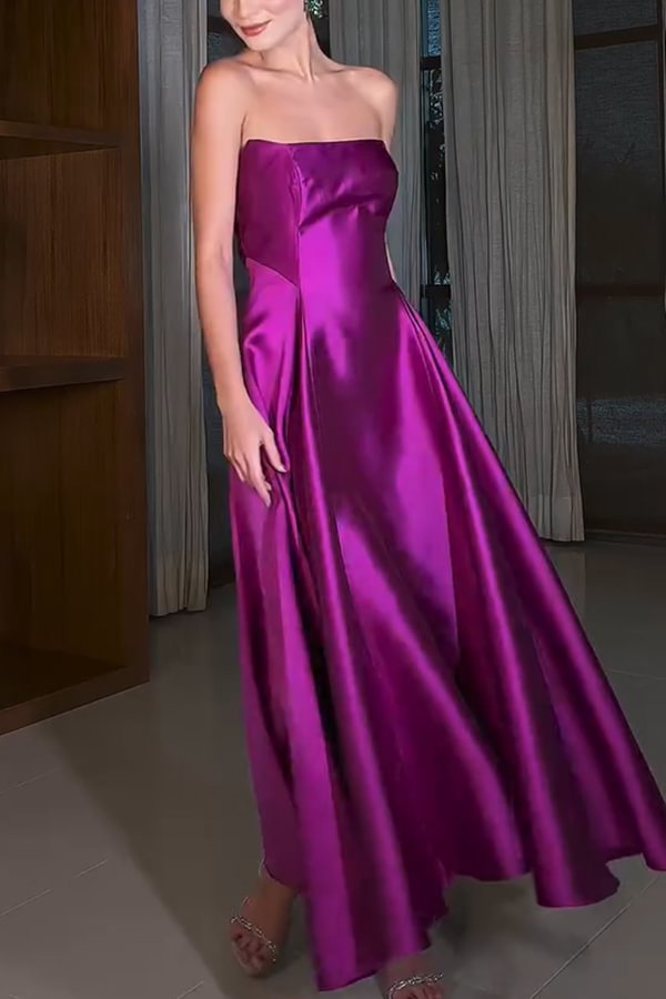 Robe longue en satin à épaules dénudées et à carreaux « Cendrillon's Dream »