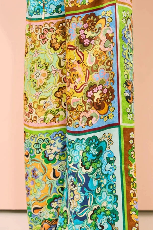 Joselyn Paisley Colorblock Einzigartiger Druck Elastischer Bund Taschen Hosenset