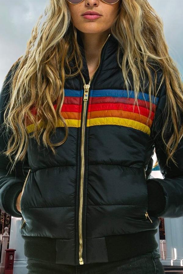 Winter Casual Stitching Kapuzen Langarmmantel