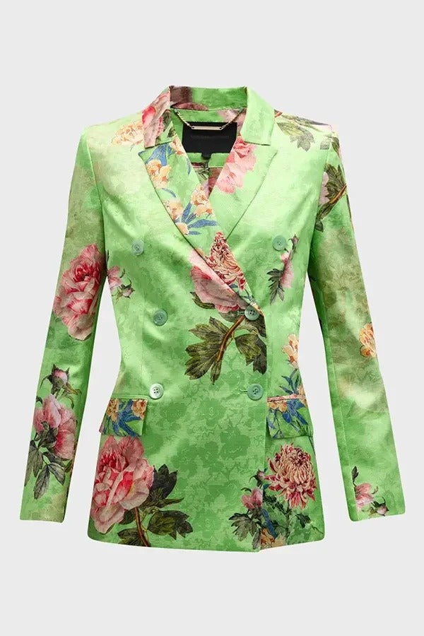 Blazer mit Knopfleiste und langen Ärmeln und Revers im Wild and Free Flowers-Print