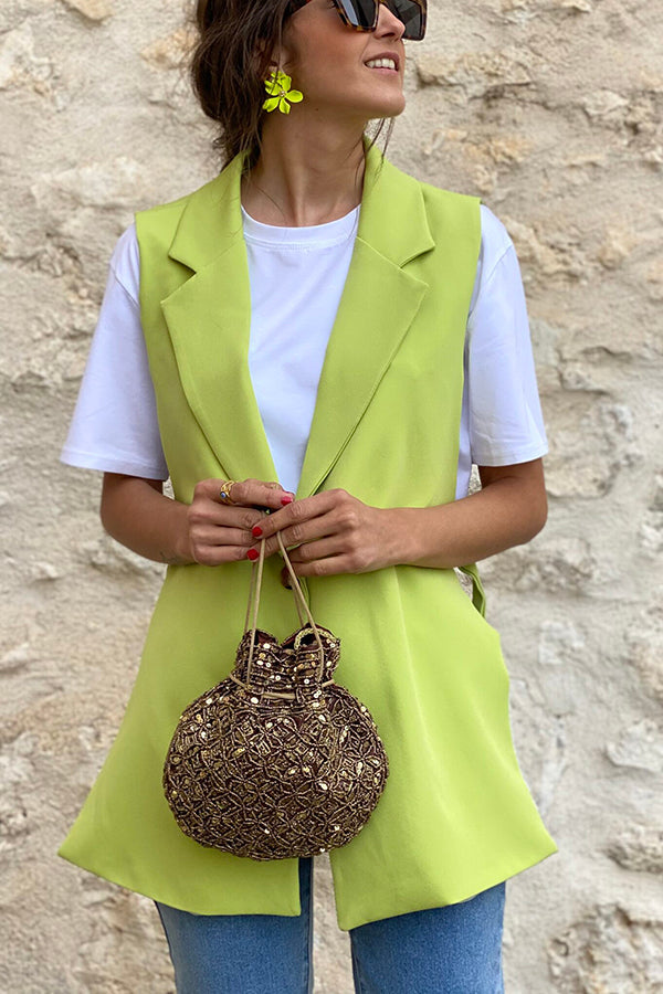 Confessions de mode : gilet blazer décontracté à revers et bretelles latérales