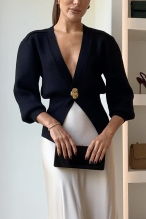 Schicke Strickjacke mit V-Ausschnitt und Knopfleiste